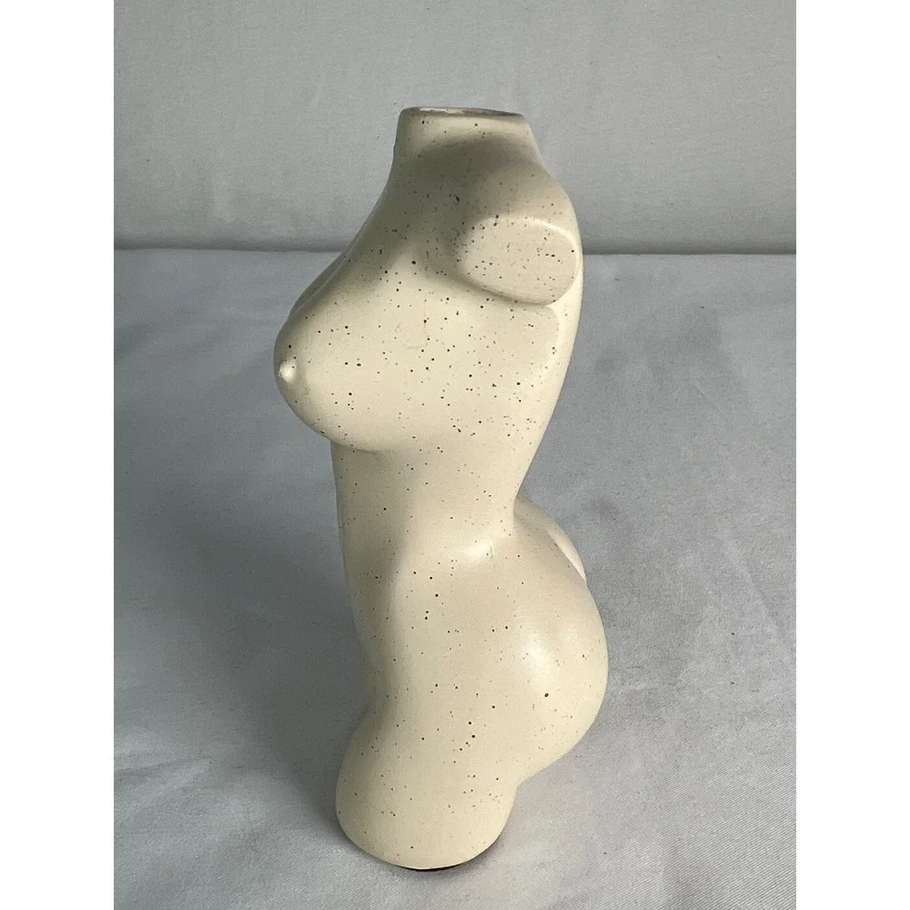 Speckled Unbranded Female Torso Bud Vase Unisex Small Cream Excellent